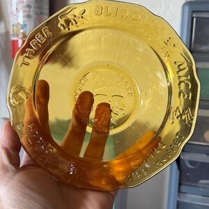 Vintage Amber Glass Nursery Rhyme Bowl & Cup (set of 2)Mother Goose Jack Jill